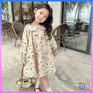 Váy thu đông cho bé gái phong cách Vintage diện Tết. Váy babydoll cho bé gái dài tay hoa cổ điển Hàn Quốc - BKKIDS!