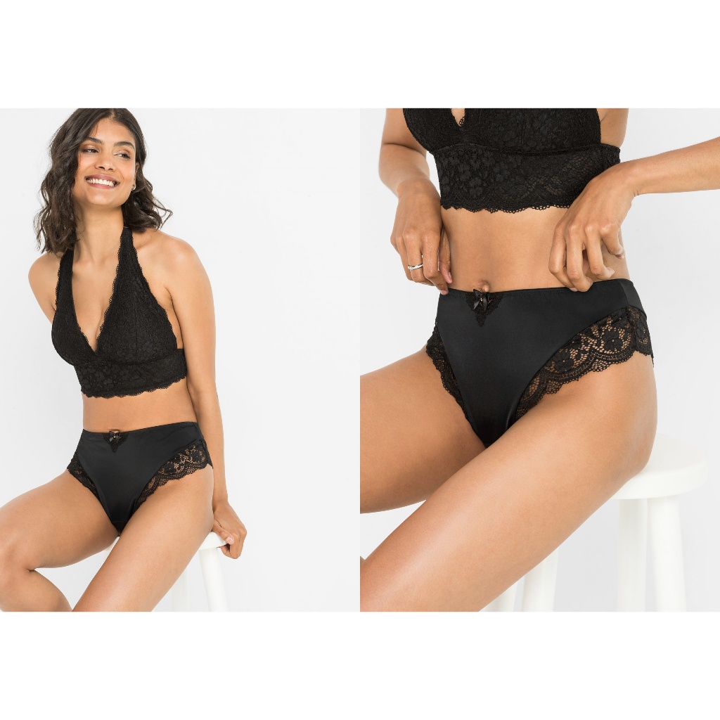 ✨ quần lọt khe xuất Âu xịn BodyFl1rt - chất thun lạnh viền ren màu đen quyến rũ sz S/M full bao bì
