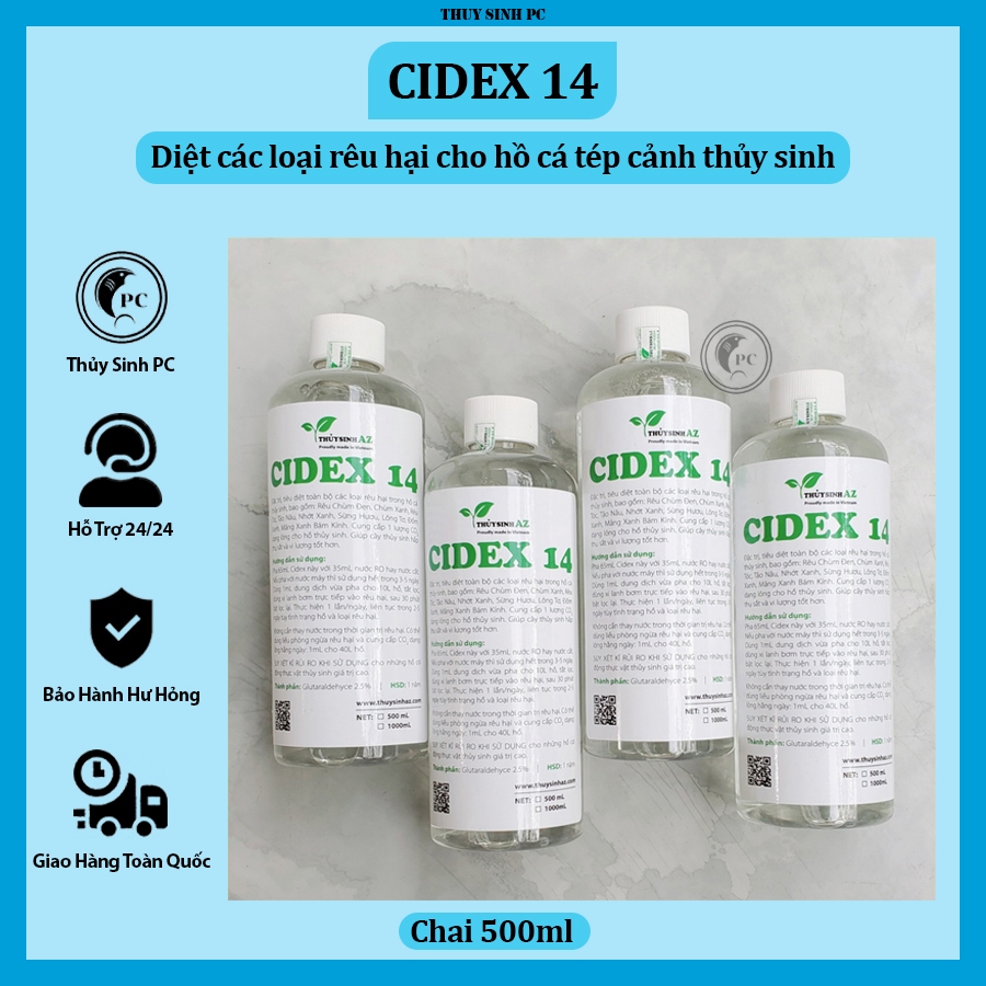 Cidex 14 xử lí rêu hại hồ thủy sinh [500ml]