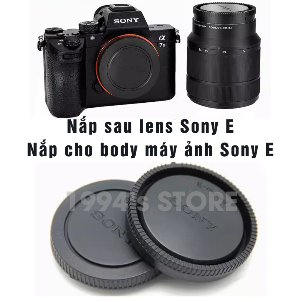 Nắp đậy body, nắp đậy sau lens Sony Nex (ngàm Sony E/FE), cáp body máy Sony, cáp sau lens Sony - Cap lens