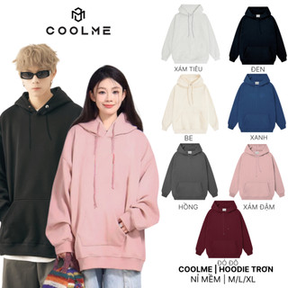 Áo hoodie nam nữ trơn Coolme, áo nỉ hoodie nữ form rộng local brand chính hãng nhiều màu đen xám be