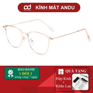 Gọng kính cận thời trang nữ ANDU dáng mắt mèo cánh tiên chống tia UV chất liệu kim loại 2065