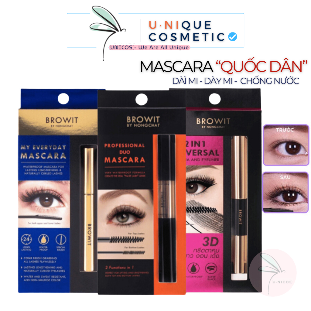 Mascara Browit Nongchat Làm Dày Dài Mi Giữ Lâu 24h - Chuốt Mi Nongchat Chống Thấm Nước