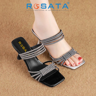 Dép guốc cao gót đế vuông 6 phân  ROSATA RO675 hở mũi vuông thanh lịch