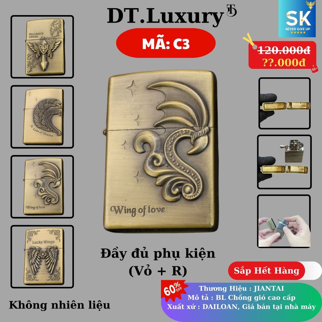 Vỏ Jippo Độc Lạ (M-C3) Chất liệu Đồng Thau (Không Bao Gồm Nhiên Liệu)