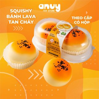  Squishy mochi bánh bao Lava trứng muối 1 hộp 2 cái nhìn giống thật 