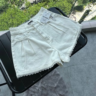 Quần Short THE QUAO Jeans Nữ Lưng Cao Ống Rộng Chiếc Li R3008_517
