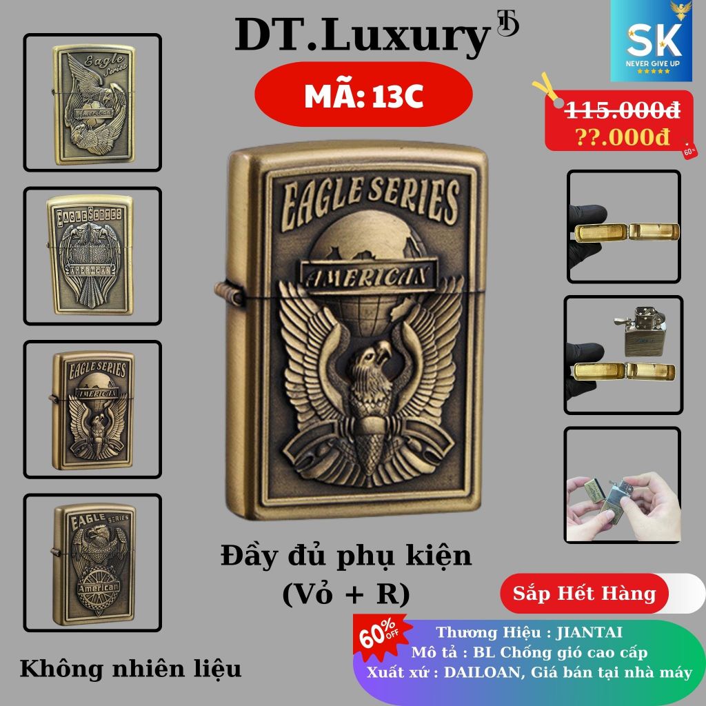 Vỏ Jippo Độc Lạ (M-13C) Chất liệu Đồng Thau (Không Bao Gồm Nhiên Liệu)