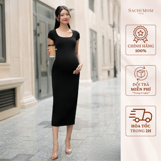  Đầm Bầu SACHIMOM - Váy Thun Cổ Vuông Ôm Body AMBER DRESS 