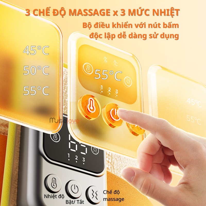 Đai Massage Lưng MUSELOVE Mát Xa Rung Làm Nóng Giảm Đau Lưng, Hỗ Trợ Thoát Vị Đĩa Đệm Thoái Hóa Cột Sống Chính Hãng
