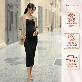  Đầm Bầu SACHIMOM - Váy Thun Cổ Vuông Ôm Body AMBER DRESS 