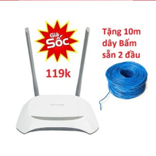 Bộ phát wifi TP Link 2 Râu Kèm 10m Dây Bấm Sẵn