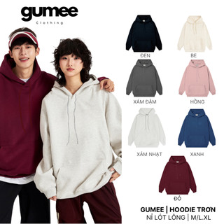 Áo hoodie nam nữ trơn Gumee, áo nỉ hoodie nữ form rộng local brand chính hãng nhiều màu đen xám be