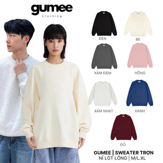 Áo sweater nữ nam trơn Gumee, áo nỉ bông mềm local brand form rộng nhiều màu chính hãng