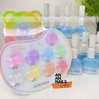 Set sơn thạch nhũ pastel Govandi 9 màu + Tặng kèm bảng màu , An An Nails