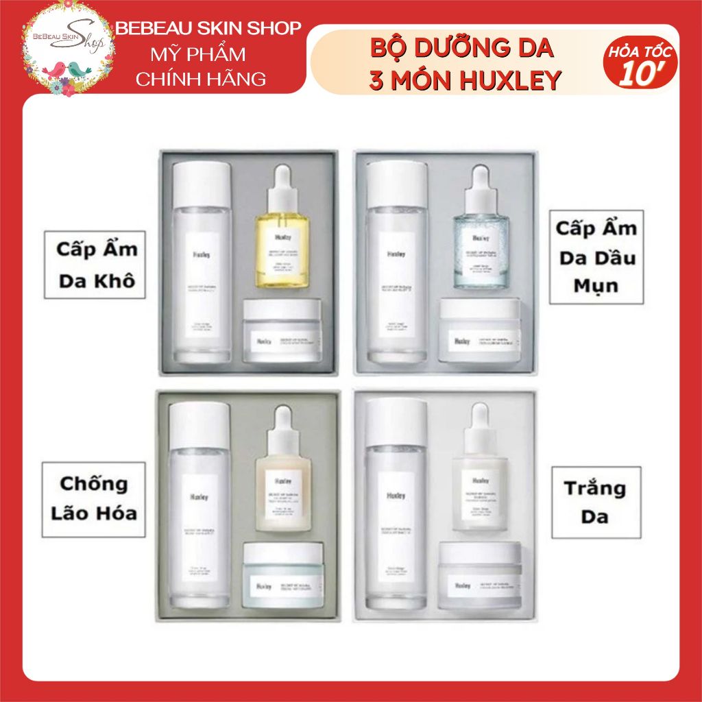 Bộ dưỡng da HUXLEY Kem Dưỡng Huxley Toner Huxley Serum Huxley Cream Anti Gravity - Huxley Oil Essenc