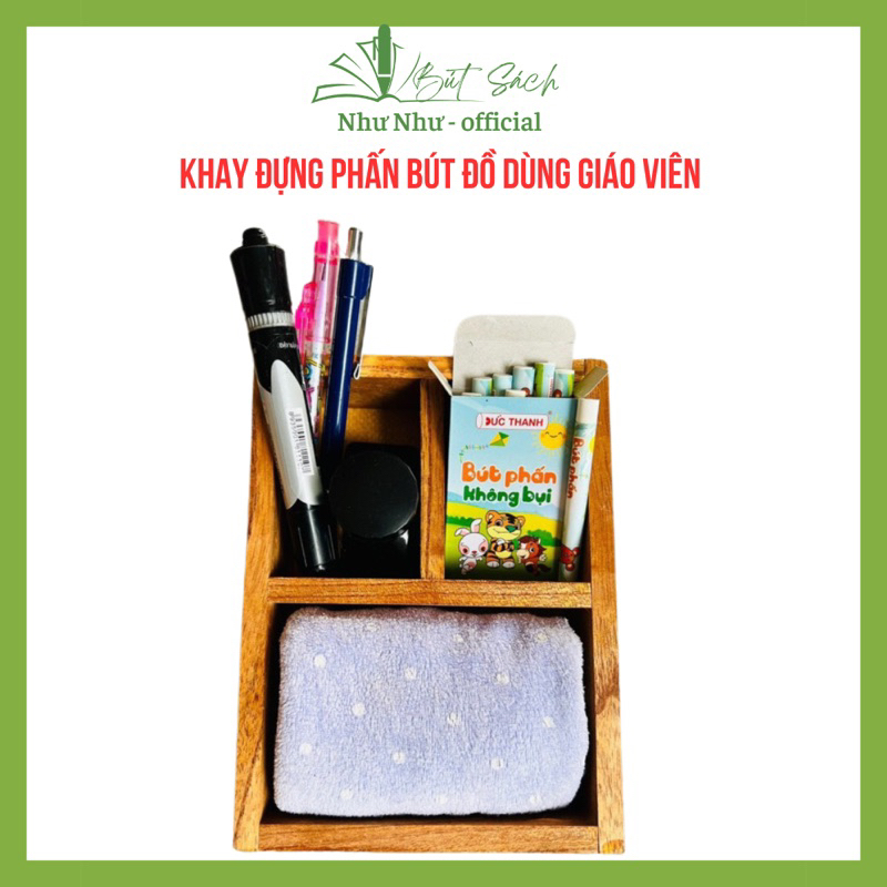 Khay đựng phấn + Thước gỗ giáo viên 50cm