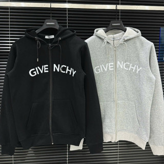 Áo khoác Zip hoodie nam nữ GIVE.NCHY nỉ bông in chữ trắng nổi ngực và sau mũ dáng boy phố dày dặn ấm áp