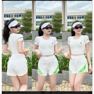 Bộ tập thể thao_gym_Erobich chất thun lạnh, quần hai lớp cạp cao tôn dáng có túi,áo ccroptop