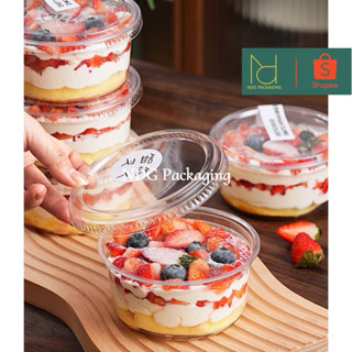 Set 10 Hộp Nhựa Tròn Đựng Bánh Mousse, Bánh Lạnh, Bánh Ngọt, Donut, Flan, Chè 380ml