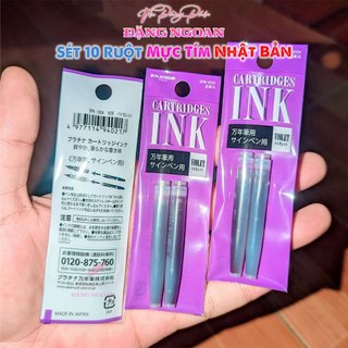 Sét 10 Ống Mực Tím Nhật Platinum SPN-100A - Mực Tươi Sáng, Dễ Dùng Cho Bút Preppy - VPP Đặng Ngoan