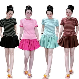 Set đồ quần đùi ống xòe xếp li mặc nhà thun gân, nặng động phù hợp mọi hoạt động 45-75kg - TK830