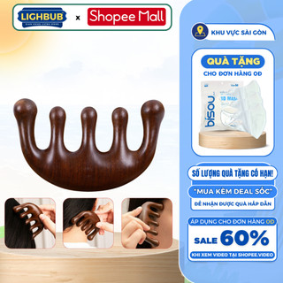 Lược Gỗ Đàn Hương LIGHTBULB, Lược Massage Năm Cánh Chống Tĩnh Điện Gỗ Đàn Hương Da Đầu Cơ Thể Kinh Tuyến Lưu Thông Máu