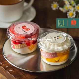 50-100 Hộp Nhựa Tròn 150ml nắp trong đựng bánh lạnh panna cotta, mousse, tiramisu, flan, rau câu - XY583