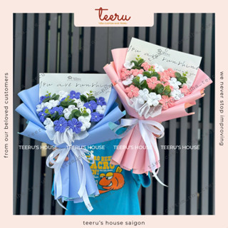   ẢNH THẬT HỎA TỐC HCM  Bó hoa lưu ly bằng len handmade quà tốt nghiệp tặng người yêu  - Crochet Teeru's House 