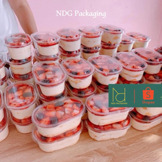 Set 50-100 Hộp oval 450ml đựng tiramisu - Hộp đựng bánh lạnh, rau câu, bánh kem 450ml XY150G