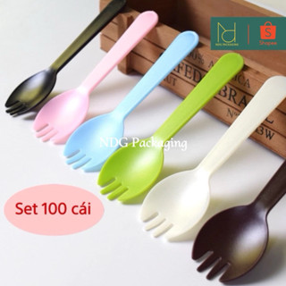 100 Nĩa nhựa màu pastel siêu xinh hàng loại 1 dày dặn dùng để ăn bánh kem, bánh sinh nhật, sữa chua, trái cây