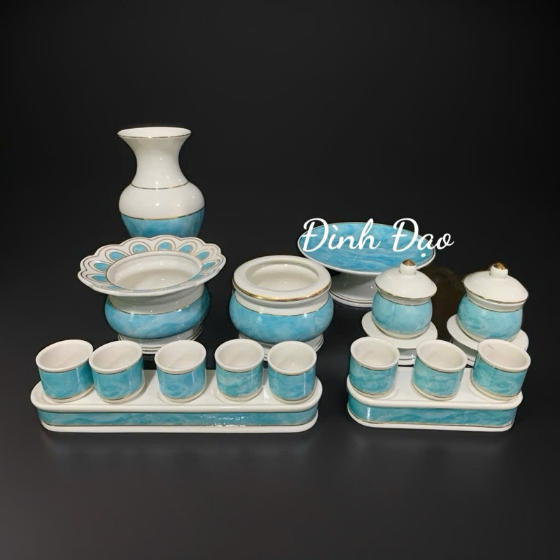 bộ thờ cúng lư hương bình hoa đĩa trái cây bộ áng chung ly đại bi chung nước thờ cúng