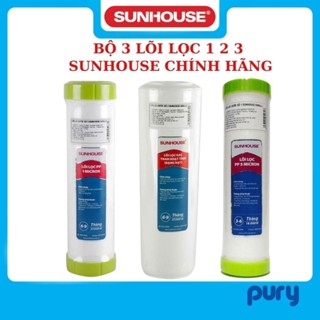 Bộ 3 Lõi Lọc Nước Sunhouse 123 Chính Hãng (PP5 Micron, GAC than hoạt tính, PP1 Micron)