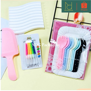 Bộ 10 Dĩa Nĩa Nến ăn sinh nhật - Bộ 10 dĩa 10 nĩa 10 nến 1 dao ăn bánh kem, tổ chức sinh nhật