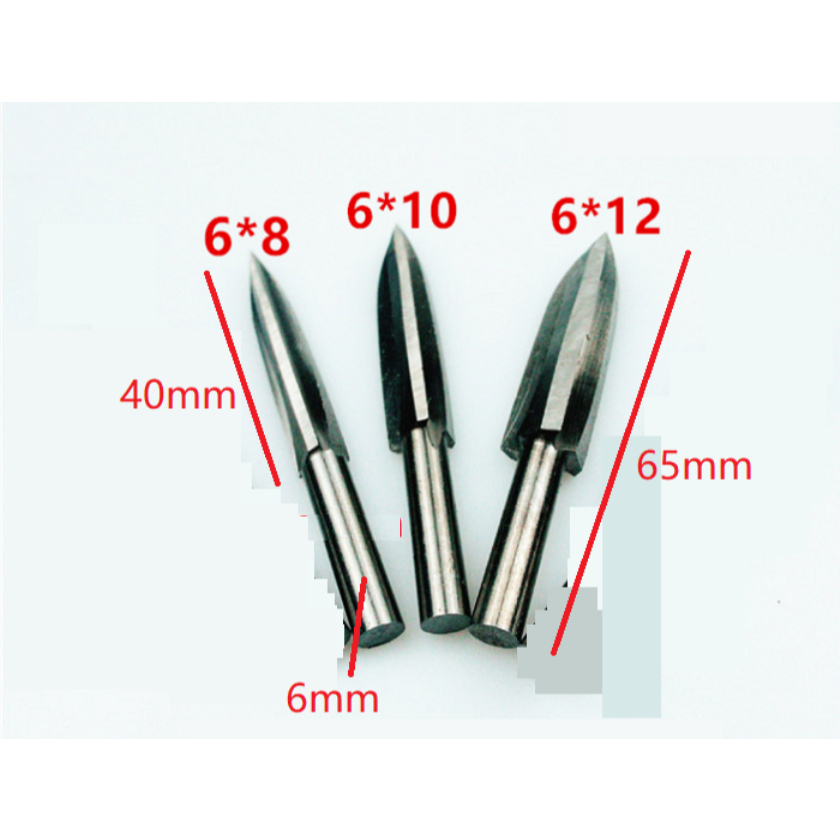 Đầu khắc gỗ trục 6mm - 3 khía - Kiểu 2