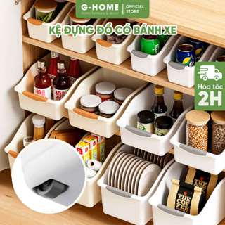 Khay Nhựa Lưu Trữ Để Đồ Nhà Bếp Có Bánh Xe Ghome Hộp Đựng Đồ Đa Năng Phân Loại Đồ Gọn Gàng KE24M5