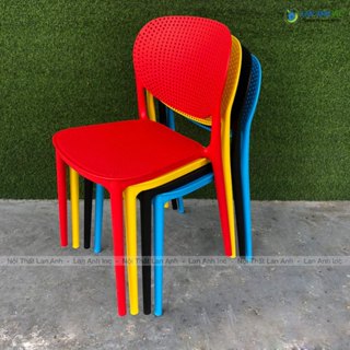 COMBO 4 ghế nhựa pp đúc nguyên khối tựa lưng cao xếp chồng cho bàn ăn - bàn cafe đẹp hiện đại 1007B