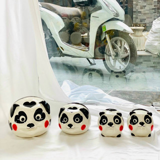 Lợn đất Bát Tràng, heo tiết kiệm, ống tiết kiệm hình gấu trúc, làm quà tặng, đồ decor trang trí