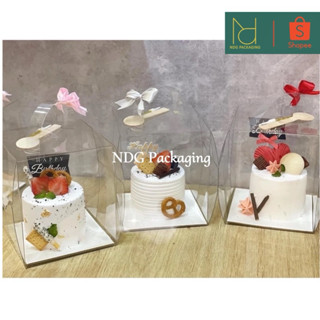 [COMBO 5 SET] Hộp mica 15x15x15cm - Hộp Mica Trong Suốt đựng bánh kem có quai xách kèm đế - MDB15