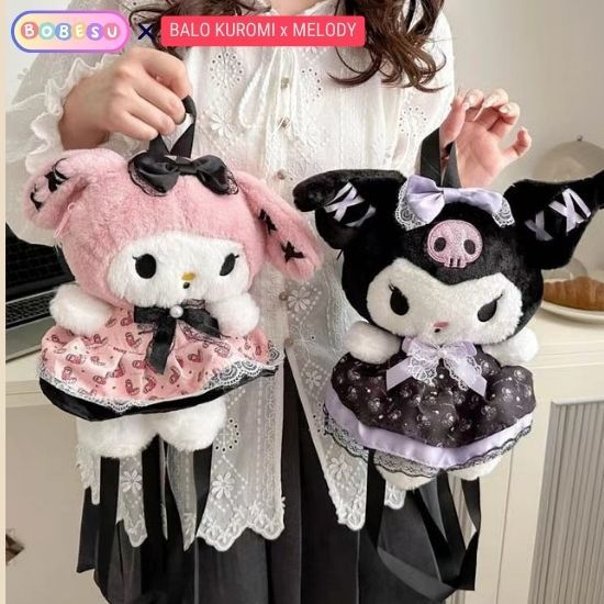 Balo Kuromi Melody Đáng Yêu Balo Gấu Bông Kuromi,Melody Kích Thước 32C Túi Kuromi,Melody Sang Trọng