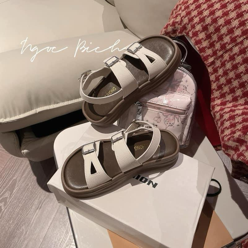 SANDAL DA MỀM ĐẾ BÁNH MÌ CAO 4CM HÀNG QC FULLBOX - GIÀY DÉP QUỲNH PÉ 9831