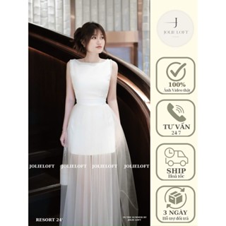 Váy nữ dự tiệc trắng đính đá thiết kế Cara Dress JOLIE LOFT, đầm dáng dài sang trọng đi chơi đi tiệc