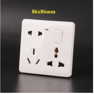 ổ cắm công tắc vuông nhiều lỗ tiện dụng - ổ cắm 8 lỗ 1 công tắc 86x86mm 10A 250V