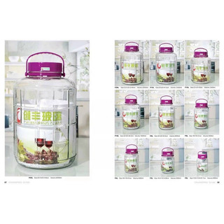 Bình, Hũ thuỷ tinh ngâm rượu 5L/ 10L có quai xách nắp tím, loại có vòi hoặc không vòi