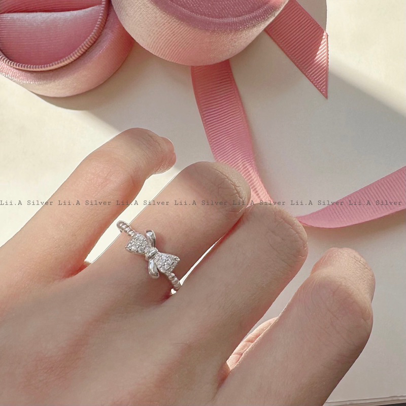 Nhẫn bạc nữ Nơ đá Lii.A Silver, nhẫn đính đá nữ tính
