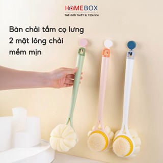 Bàn Chải Cọ Lưng 2 Mặt Massage, Cây Cọ Lưng Cán Dài Bông Mài Mại Tẩy Da Chết Kì Lưng Bông Tắm