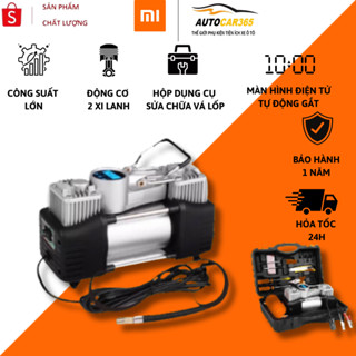 Bơm Xe Ô Tô Xiaomi 2 Xi Lanh Air Compressor Kèm Hộp Dụng Cụ Sửa Chữa Vá Lốp, Bơm Lốp Ô Tô Khỏe Bền