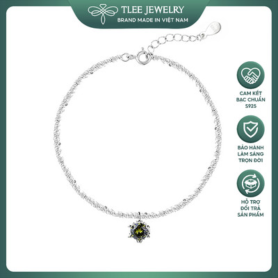 Lắc tay bạc, lắc chân bạc nữ TLEE sợi xù kim tuyết mix charm đá nhiều màu nữ tính TLEEJEWELRY LT0335