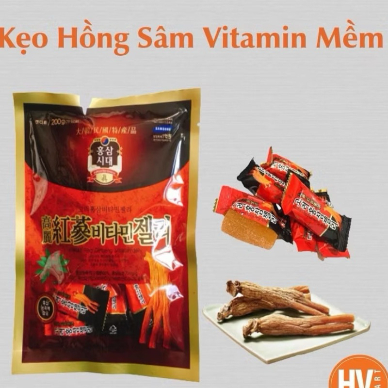 KẸO SÂM DẺO HÀN QUỐC GÓI 200G [ KẸO SÂM MỀM ]