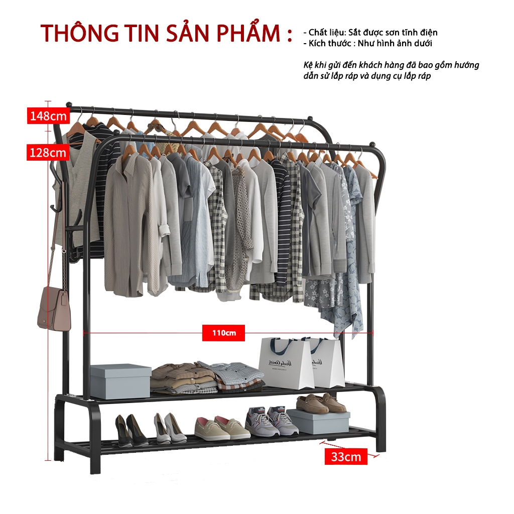 Giá Treo Quần Áo Bằng Sắt BELLEVIE Kệ Treo Quần Áo Bằng Sắt Sơn Tĩnh Điện Chắc Chắn Dễ Lắp Ráp | BigBuy360 - bigbuy360.vn